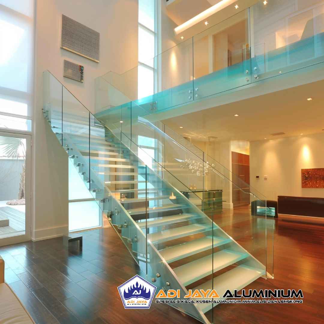 Railing Tangga Kaca Minimalis Tempered Glass untuk Rumah