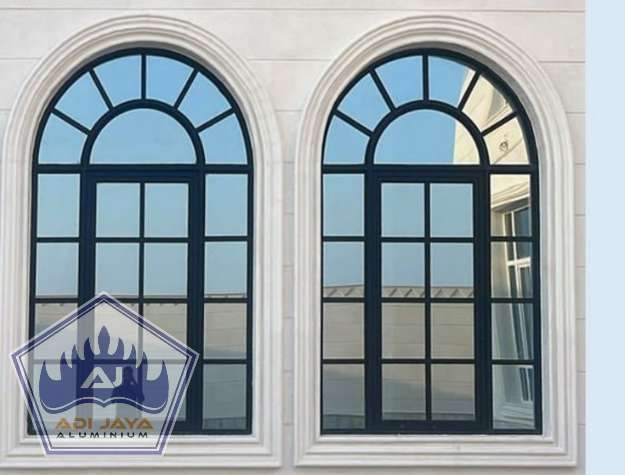 Jasa Jendela Aluminium Lengkung Custom Kaca Tempered Kuat