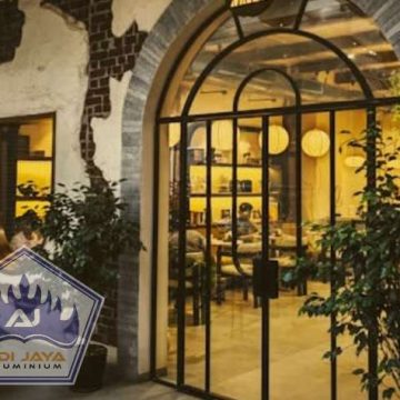 Pintu aluminium lengkung Jakarta custom cafe termurah promo bulan ini!